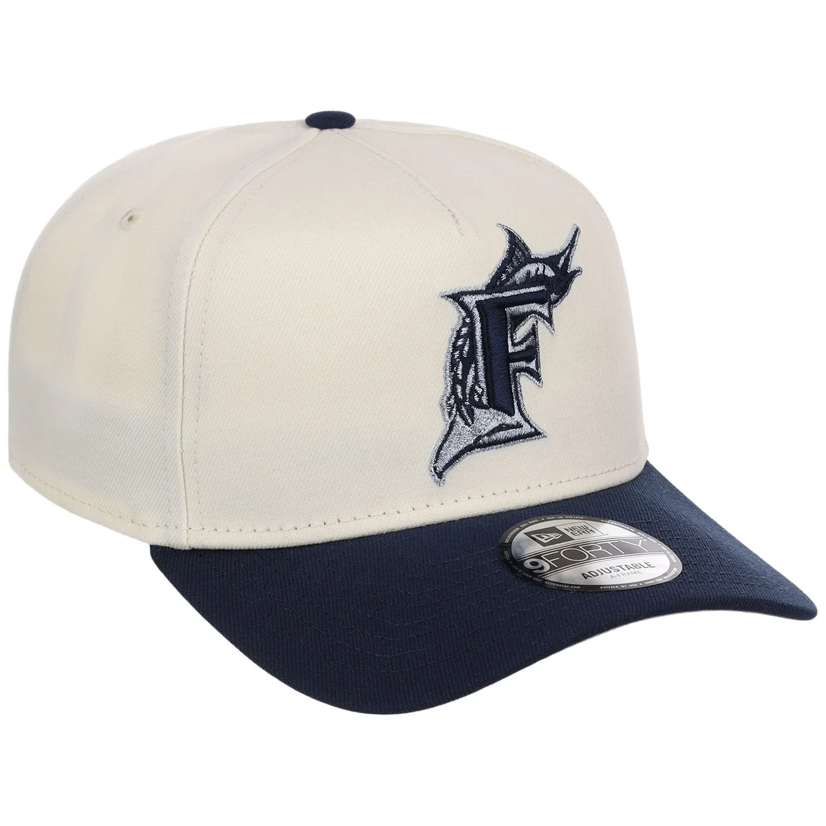 Miami Marlins MLB Chrome x Navy FASHION CORE New Era 9FORTY A-Frame front view