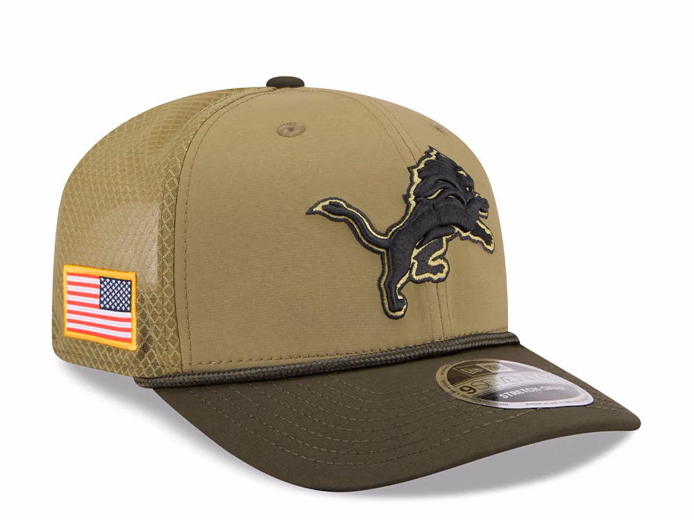 New Era Detroit Lions Salute To Service 2025 9Seventy Snapback Hat front