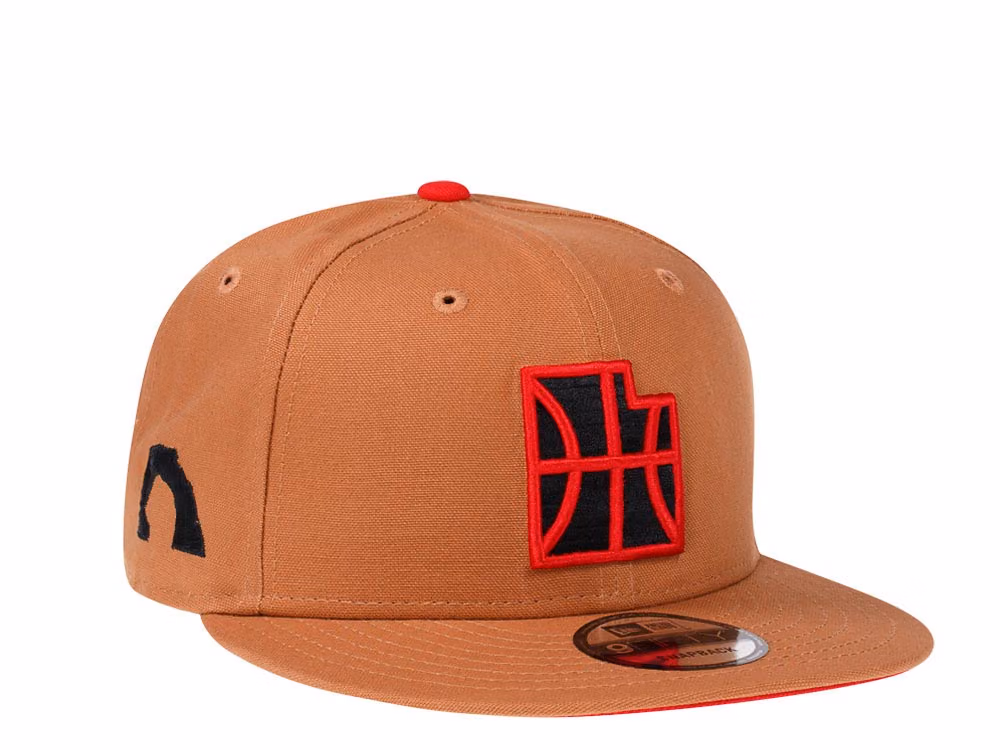 New Era Utah Jazz Tan Canvas Edition 9Fifty Snapback Hat front