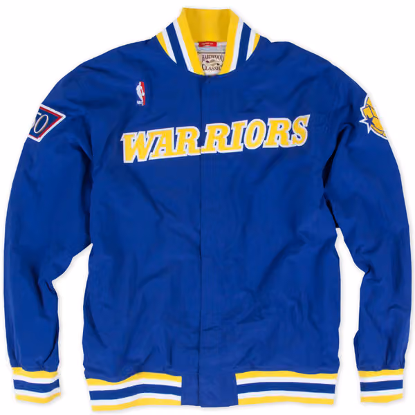 Golden State Warriors 1996-97 Authentic Warm Up NBA Jacket Blue view 1