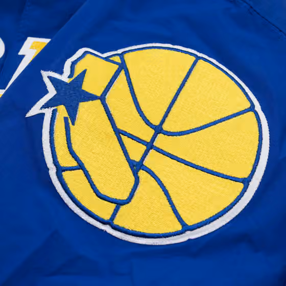 Golden State Warriors 1996-97 Authentic Warm Up NBA Jacket Blue view 4