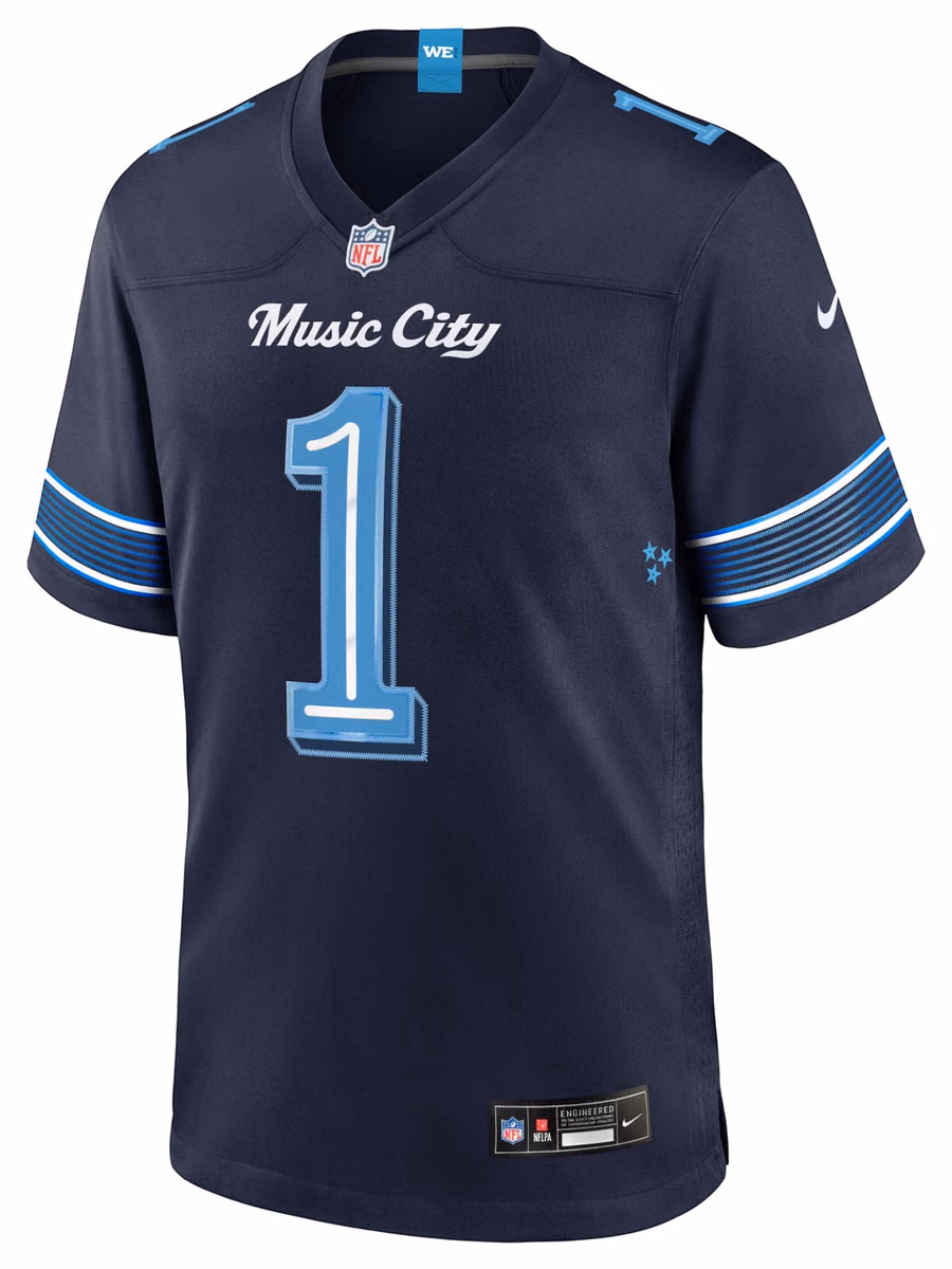Cam Ward #1 Tennessee Titans 2026 Rivalries Game NFL Jersey Navy view 7