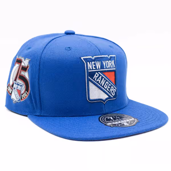 New York Rangers Vintage Mitchell & Ness Fitted NHL Cap Blue product photo