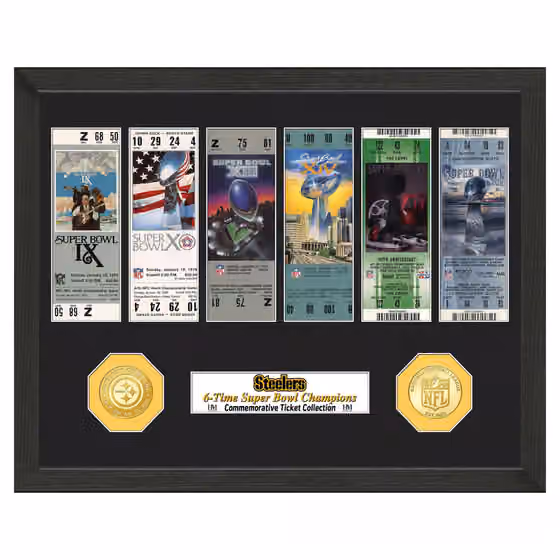 Pittsburgh Steelers Super Bowl Tickets Bronze Coins Framed NFL Photo view 1