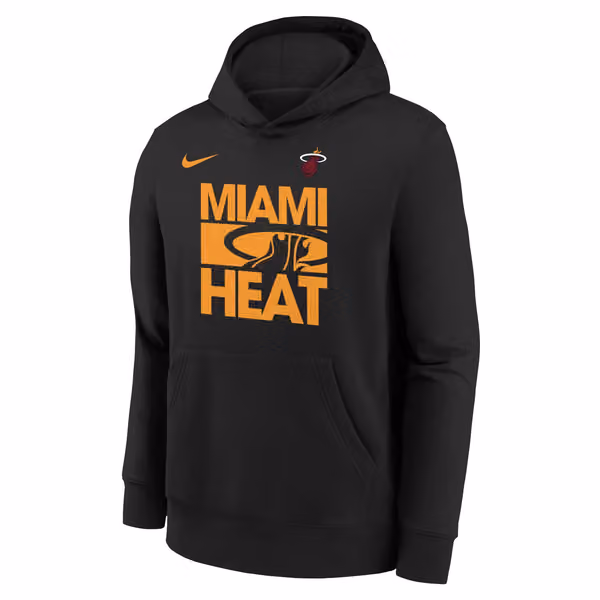 Miami Heat NBA Courtside Nike Club Hoodie Black (YOUTH) view 2