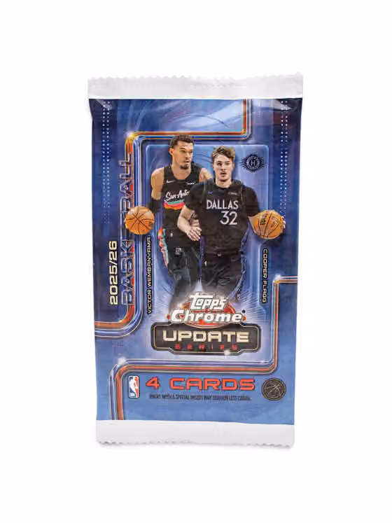 2025/26 Topps Chrome NBA Update Series Basketball Hobby Pack view 1