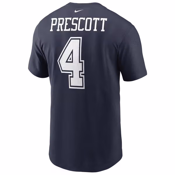Dak Prescott #4 Dallas Cowboys Nike Player NFL T-Shirt Navy view 3