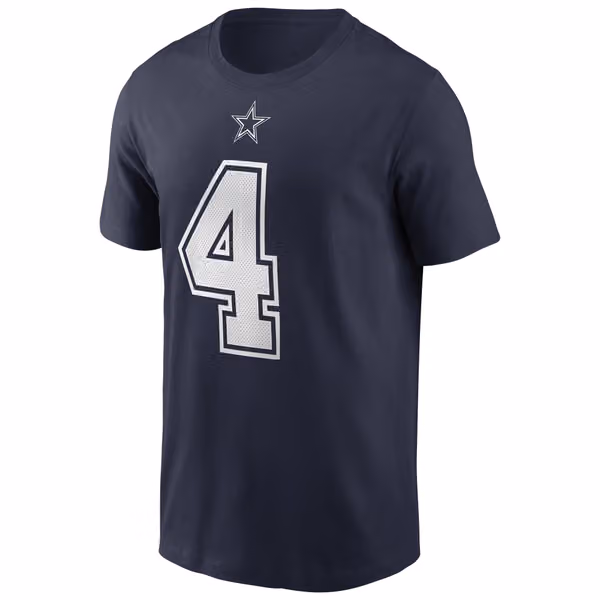 Dak Prescott #4 Dallas Cowboys Nike Player NFL T-Shirt Navy view 2