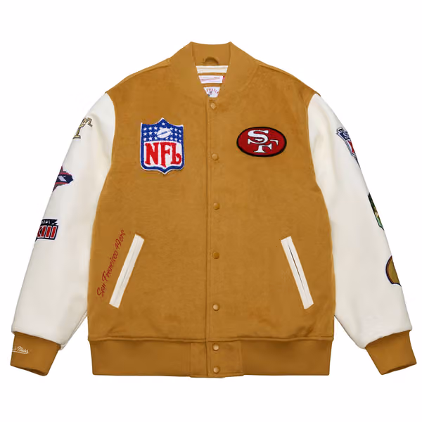 San Francisco 49ers Dusted Varsity NFL Jacket Brown/Cream view 1