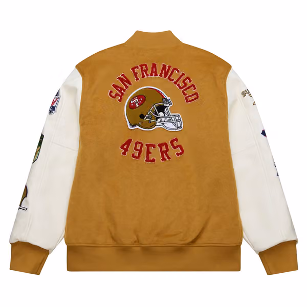 San Francisco 49ers Dusted Varsity NFL Jacket Brown/Cream view 2