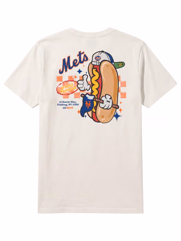 New York Mets Ballpark Hot Dog Oversized MLB T-Shirt Cream view 3