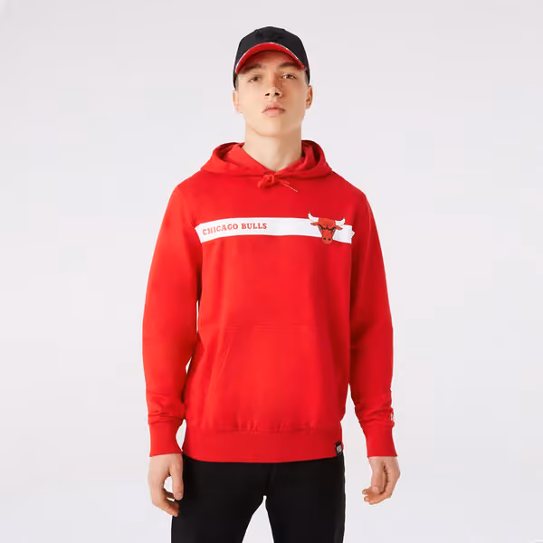 Chicago Bulls Stripe New Era NBA Hoodie Red view 1