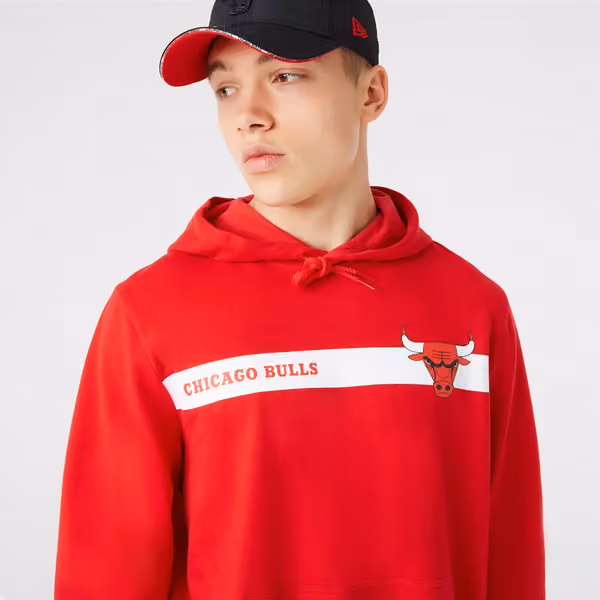 Chicago Bulls Stripe New Era NBA Hoodie Red view 4