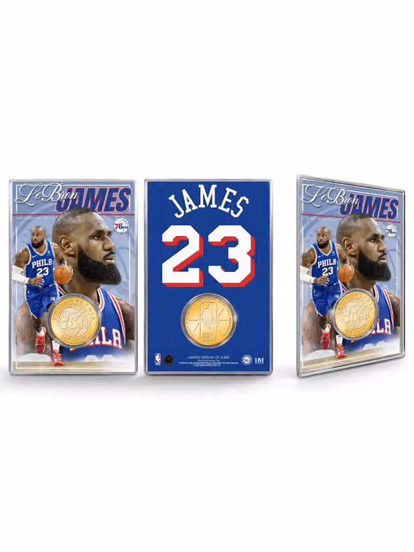 LeBron James Philadelphia 76ers Acrylic Bronze NBA Coin Card view 1