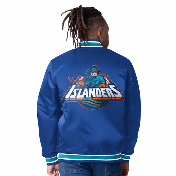 New York Islanders Closer Reversible NHL Varsity Jacket Blue/Teal view 2