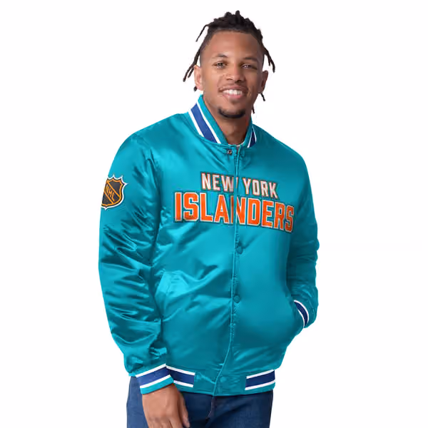 New York Islanders Closer Reversible NHL Varsity Jacket Blue/Teal view 3