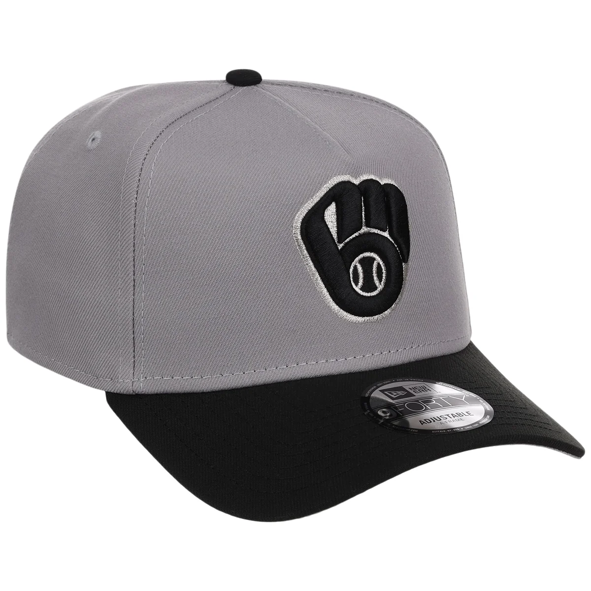 Milwaukee Brewers MLB Gray x Black FASHION CORE New Era 9FORTY A-Frame front view