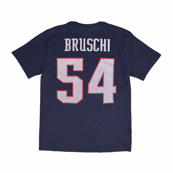 Tedy Bruschi #54 New England Patriots Mitchell & Ness NFL T-Shirt Navy view 2