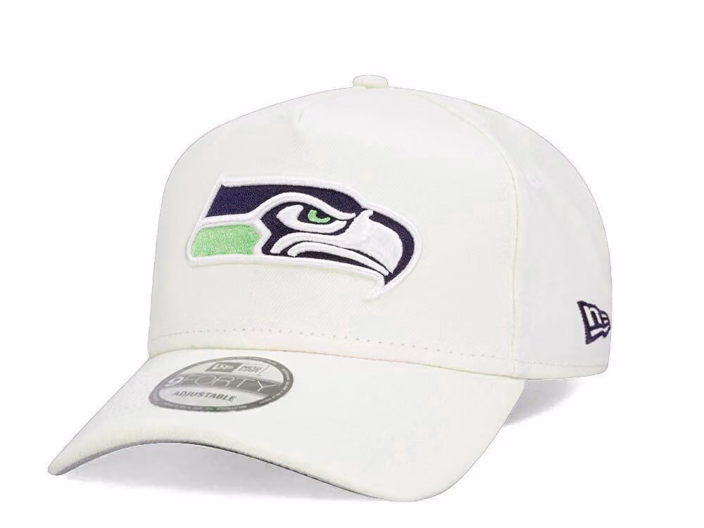 New Era Seattle Seahawks Chrome White 9Forty A Frame Snapback Hat front
