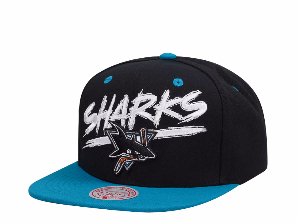 Mitchell & Ness San Jose Sharks Transcript Two Tone Snapback Hat front