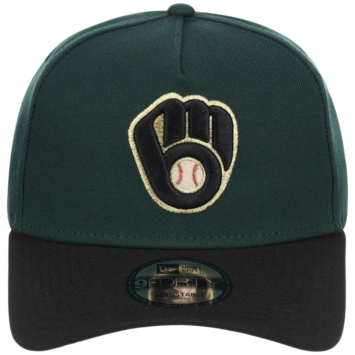 Milwaukee Brewers MLB Dark Green x Black FASHION CORE New Era 9FORTY A-Frame detail view