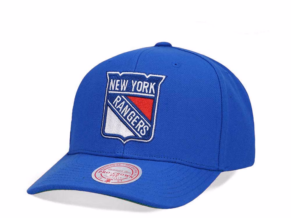 Mitchell & Ness New York Rangers Team Ground 2.0 Pro Blue Snapback Hat front