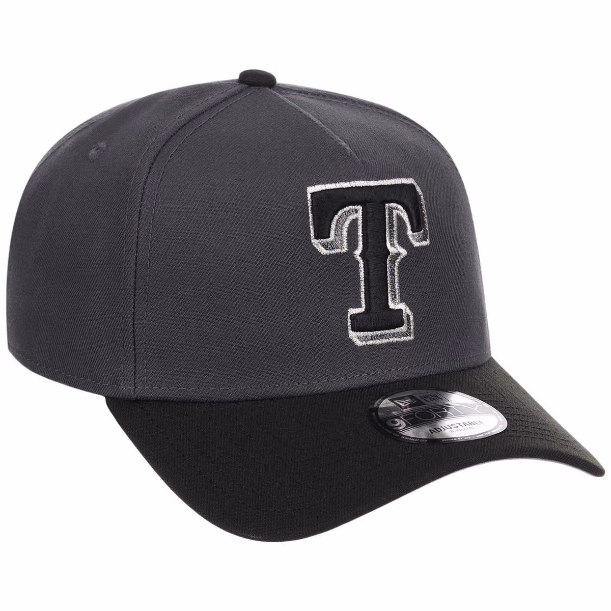 Texas Rangers MLB Graphite x Black FASHION CORE New Era 9FORTY A-Frame front view