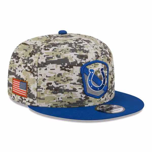 Indianapolis Colts Camo 2023 NFL Salute to Service New Era 9FIFTY Snapback Cap product photo
