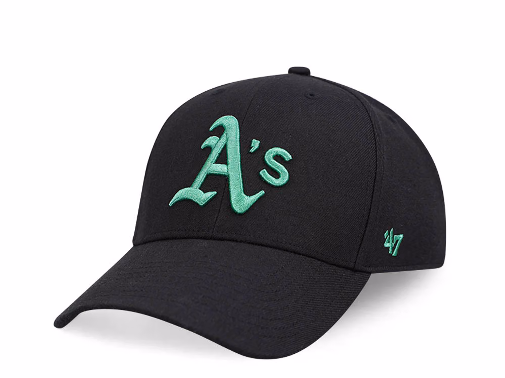 47Brand Oakland Athletics Black MVP Snapback Hat front