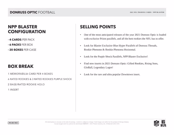 2021 Panini Donruss Optic NFL Football BLASTER Box view 6