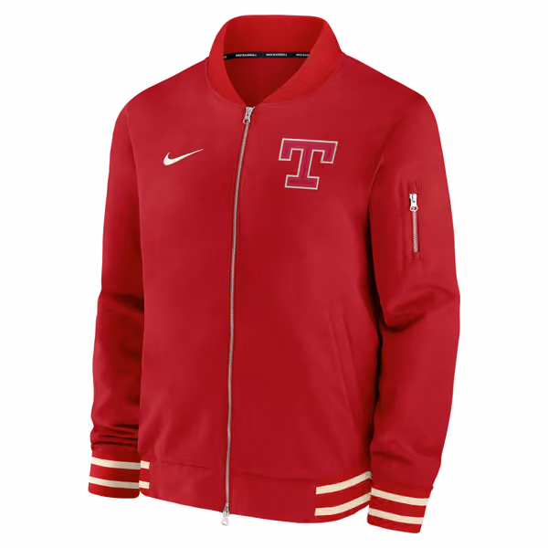 Texas Rangers City Connect 2026 MLB Authentic Dugout Bomber Jacket Red view 2
