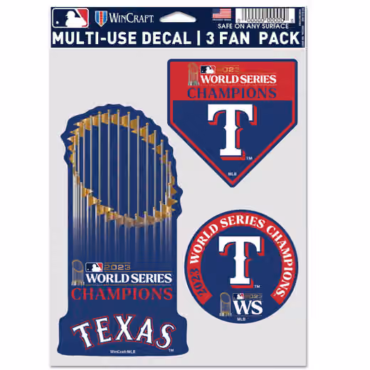 Texas Rangers 2023 World Series Champions MLB Decals Set (3 Pcs.) view 1