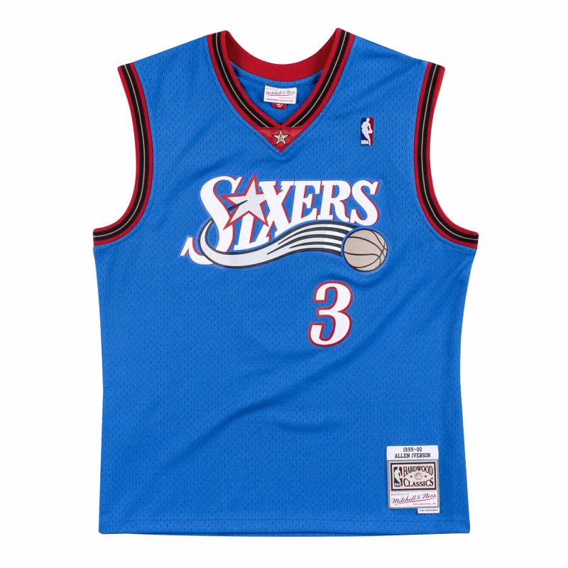 Allen Iverson #3 Philadelphia 76ers 1999-00 Mitchell & Ness Swingman NBA Jersey Blue view 1