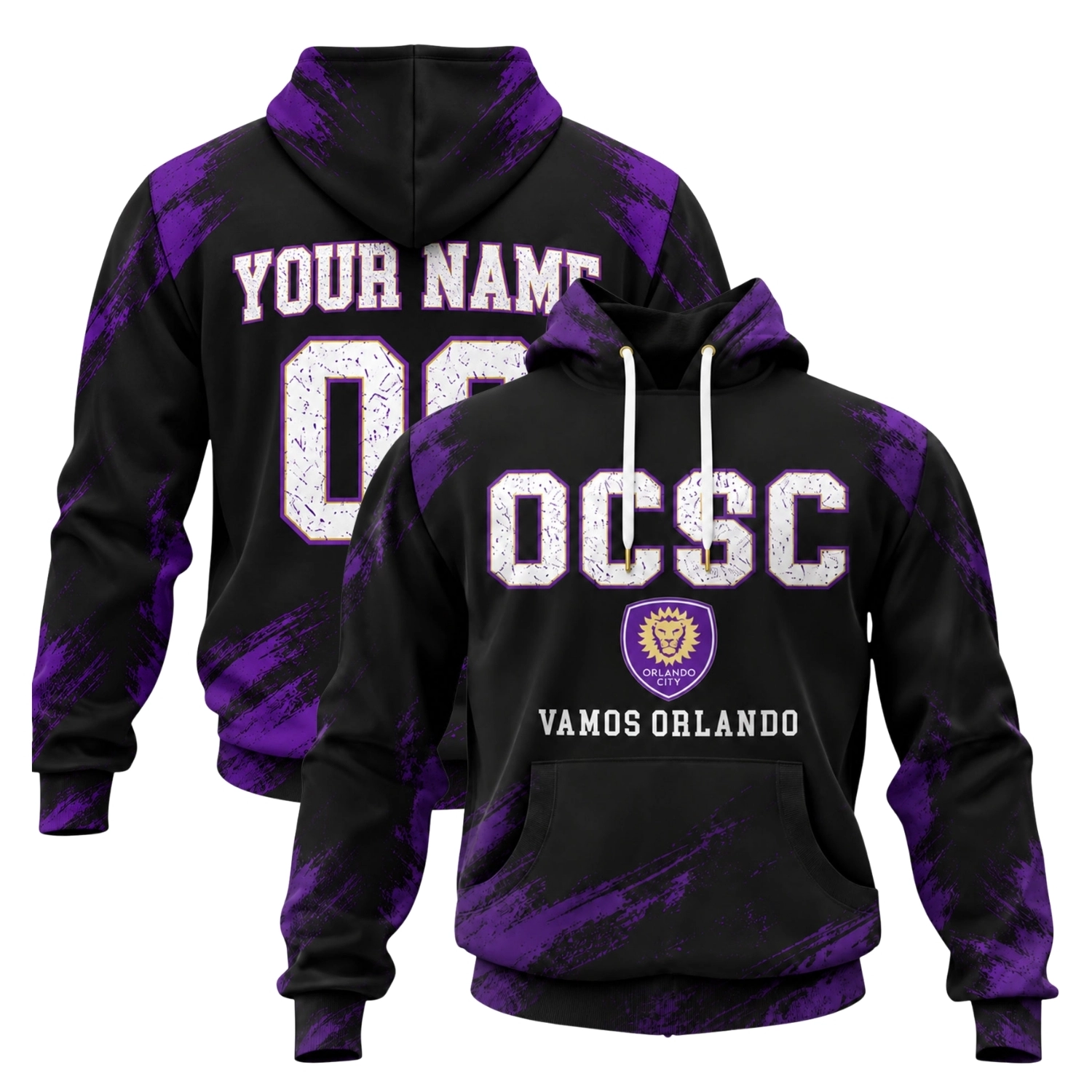 Orlando City Custom Hoodie Bold Black Purple