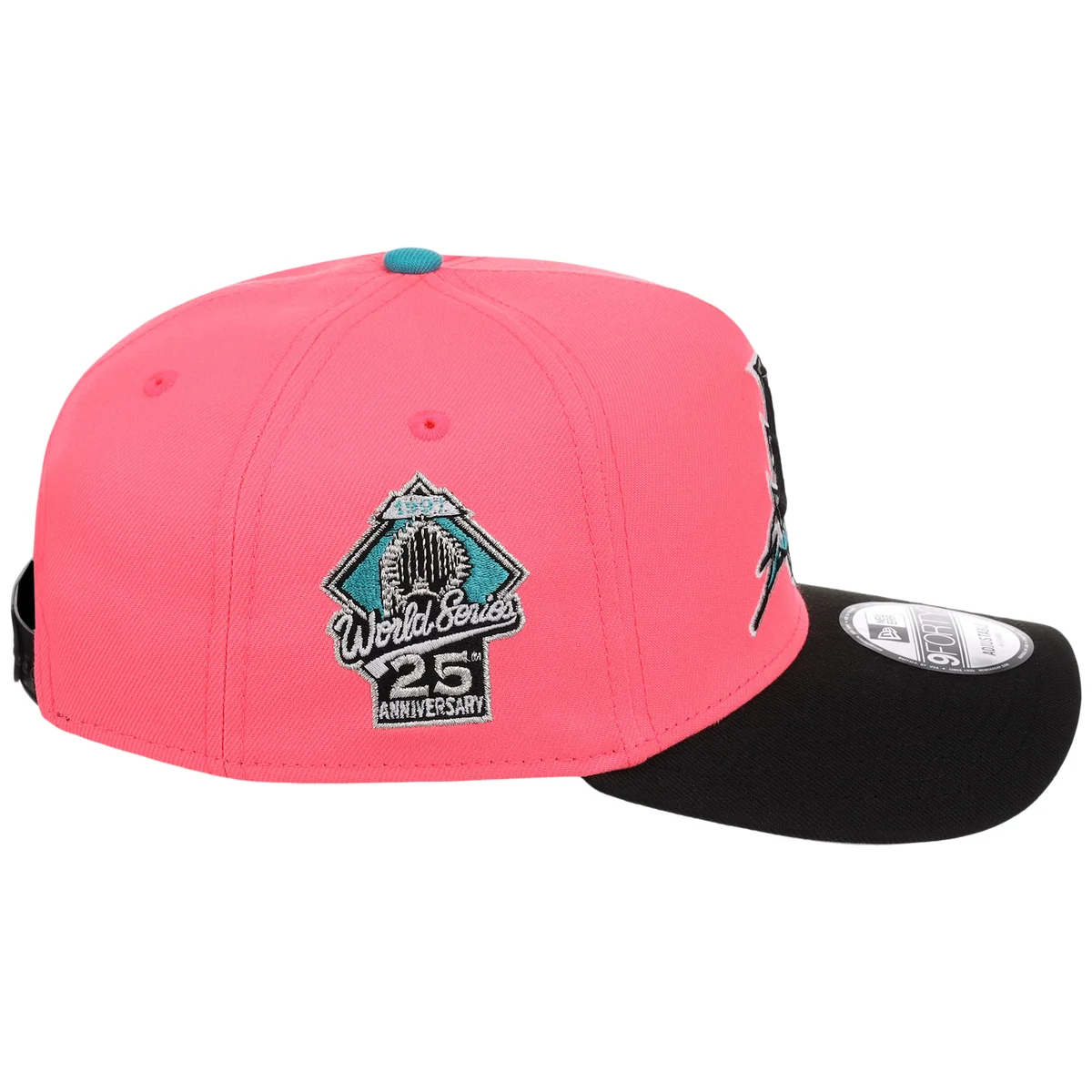 Florida Marlins MLB Flipmode 2.0 New Era 9FORTY A-Frame (Pink/Black/Gray) detail view