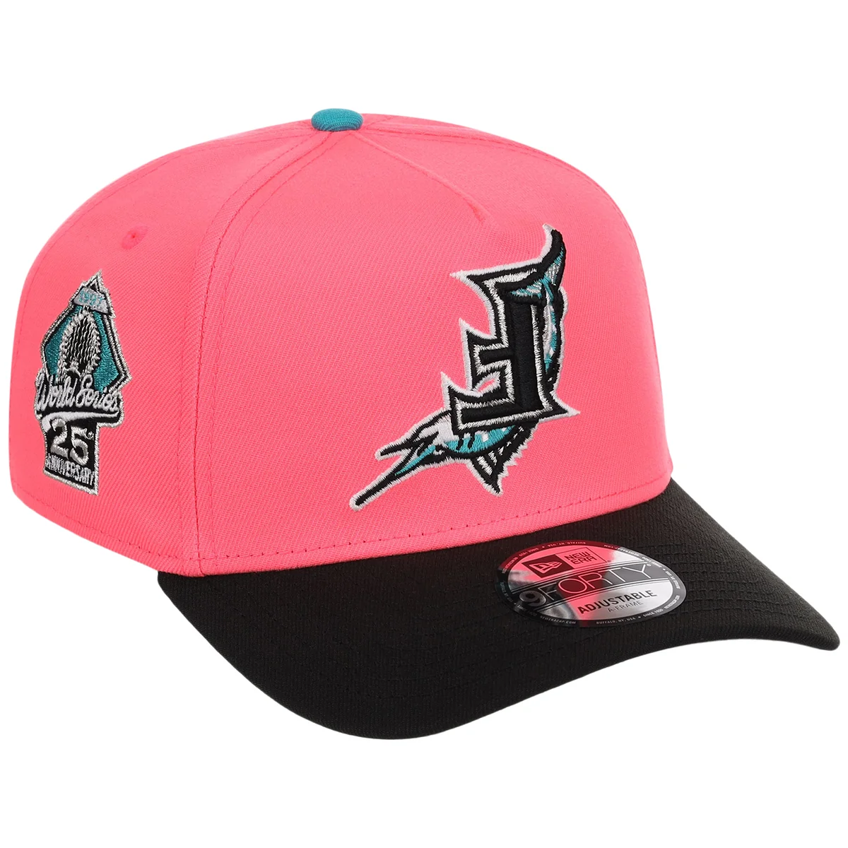 Florida Marlins MLB Flipmode 2.0 New Era 9FORTY A-Frame (Pink/Black/Gray) front view