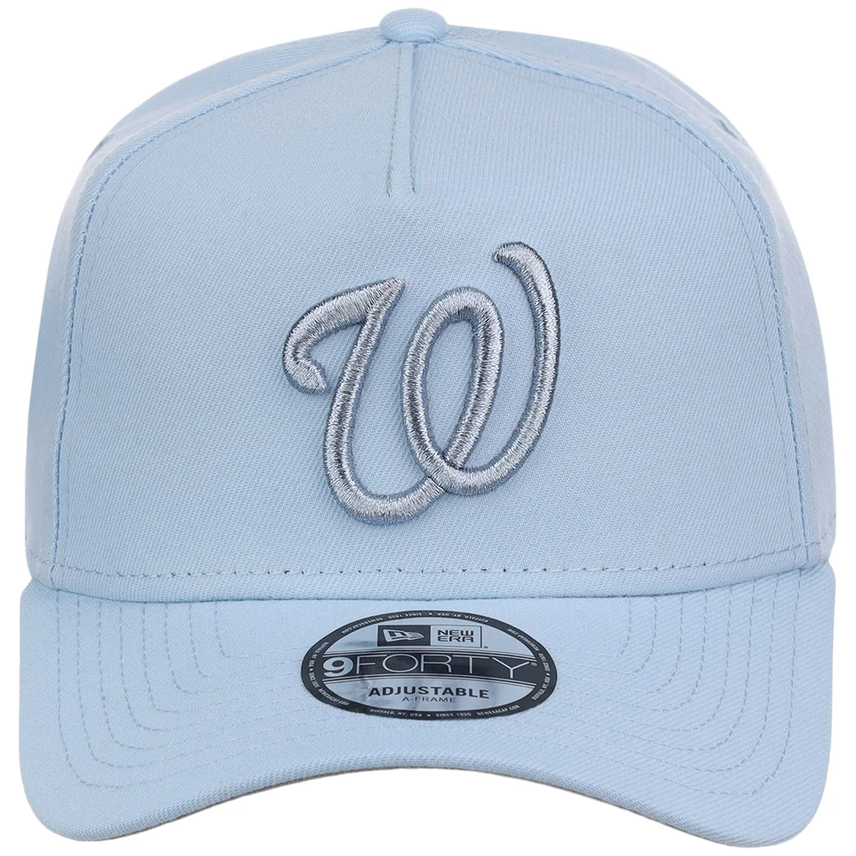 Washington Nationals MLB Glacial Blue New Era 9FORTY A-Frame detail view