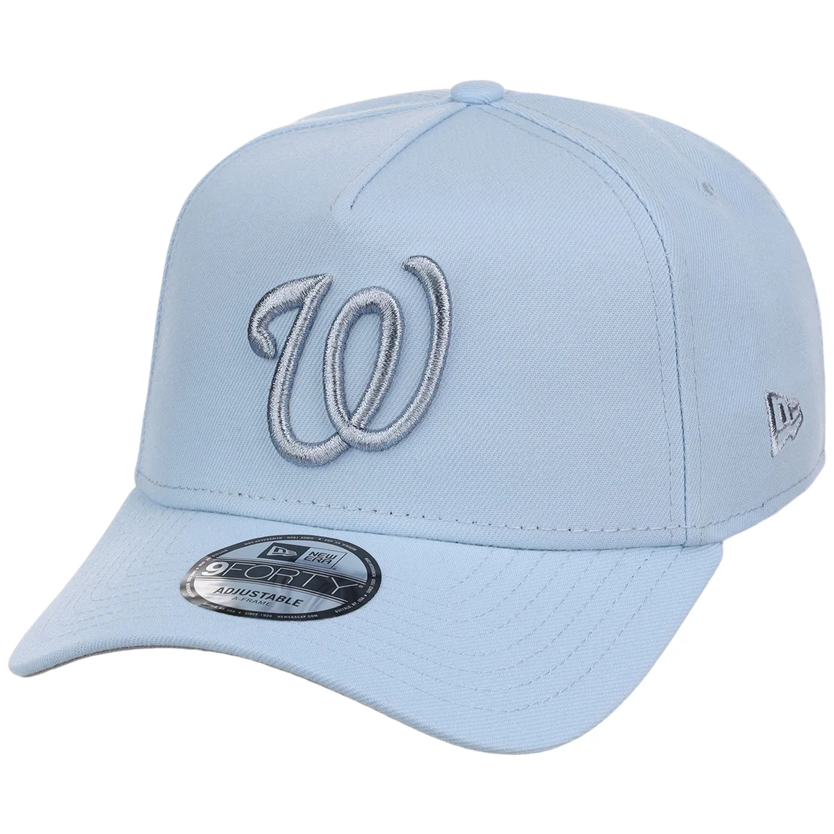 Washington Nationals MLB Glacial Blue New Era 9FORTY A-Frame detail view