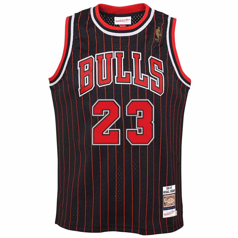 Michael Jordan #23 Chicago Bulls 1996-97 Authentic NBA Jersey Pinstripe (YOUTH) view 2