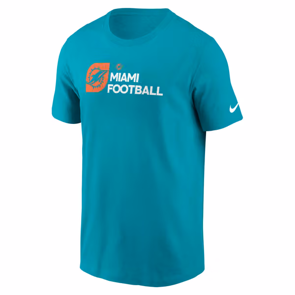 Miami Dolphins Team Slogan Nike Essential NFL T-Shirt Aqua view 2