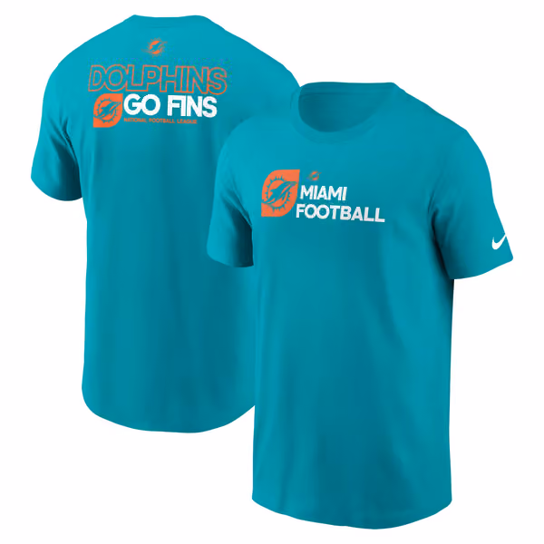 Miami Dolphins Team Slogan Nike Essential NFL T-Shirt Aqua view 1