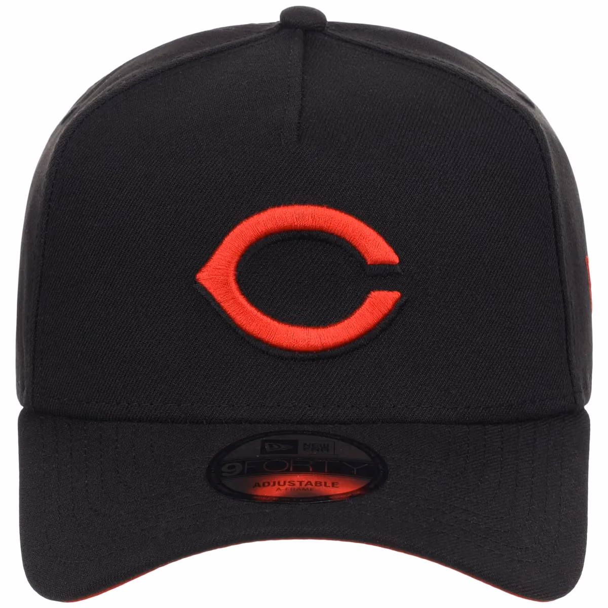 Cincinnati Reds MLB Black x Red FASHION CORE New Era 9FORTY A-Frame detail view