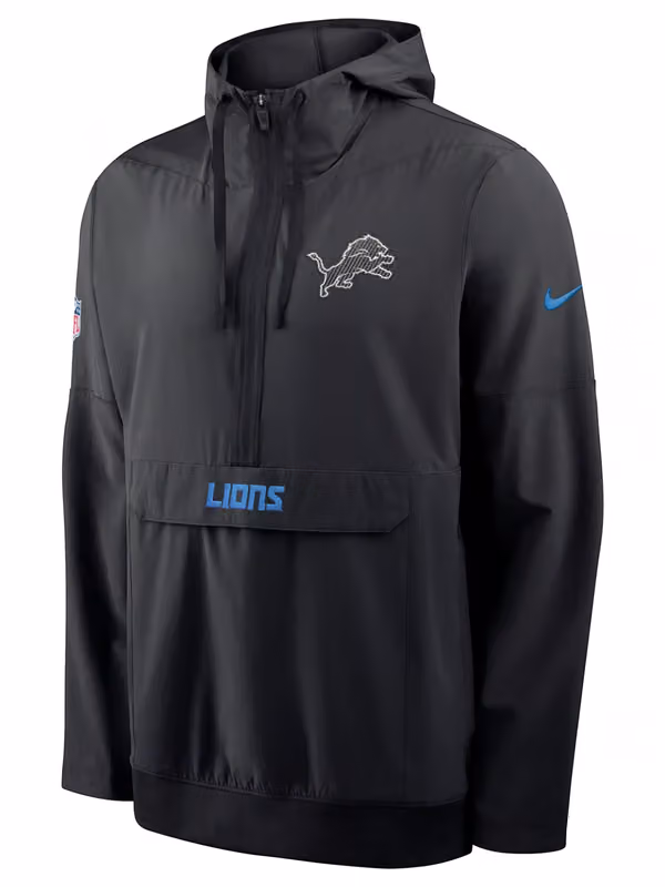 Detroit Lions 2026 NFL Rivalries Sideline Half-Zip Anorak Jacket Black view 2
