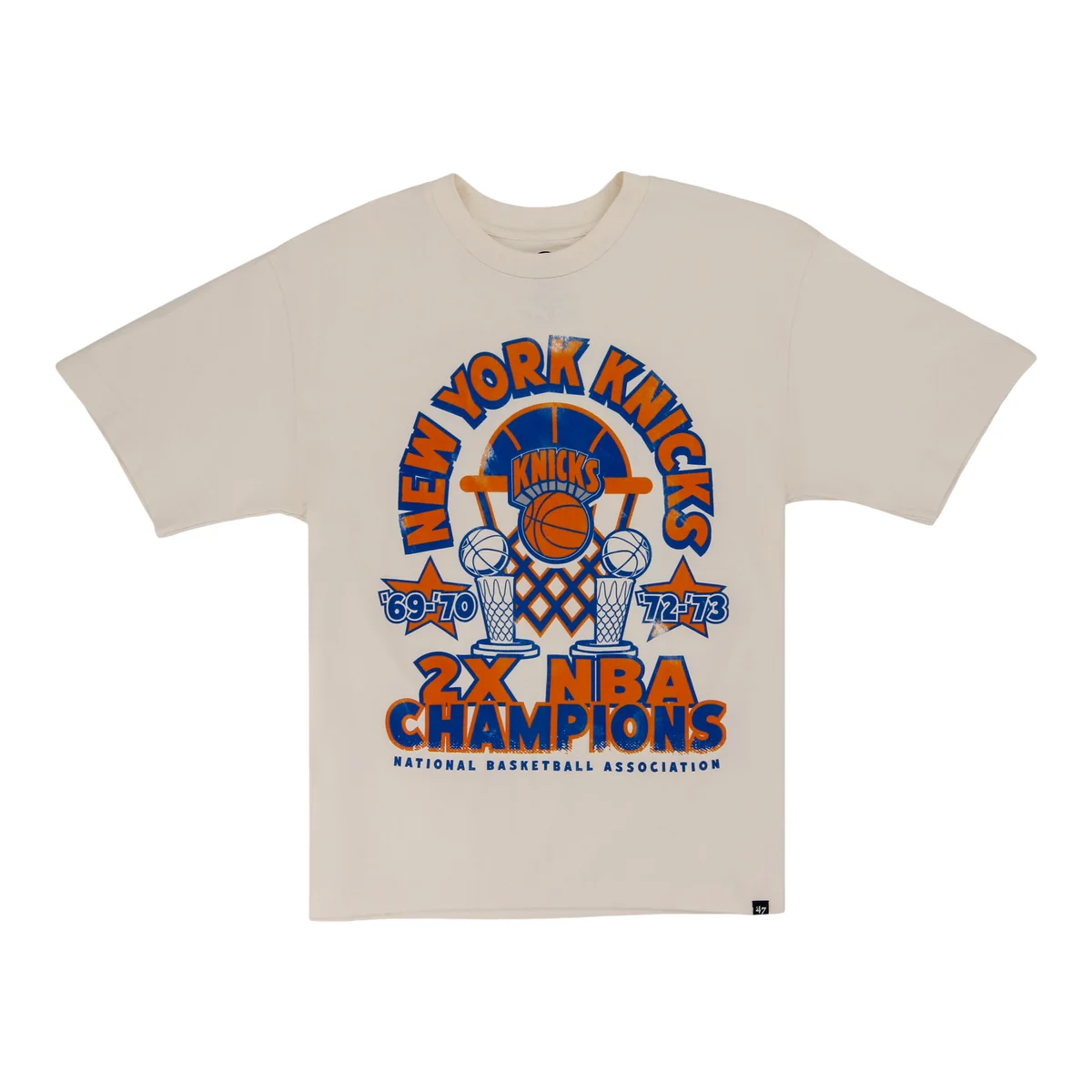 New York Knicks 2-Time Champs Off-White '47 T-Shirt front view