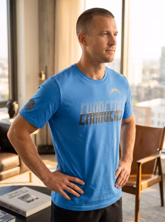 Los Angeles Chargers 2026 NFL Sideline Team Issue Dri-Fit T-Shirt Blue view 3