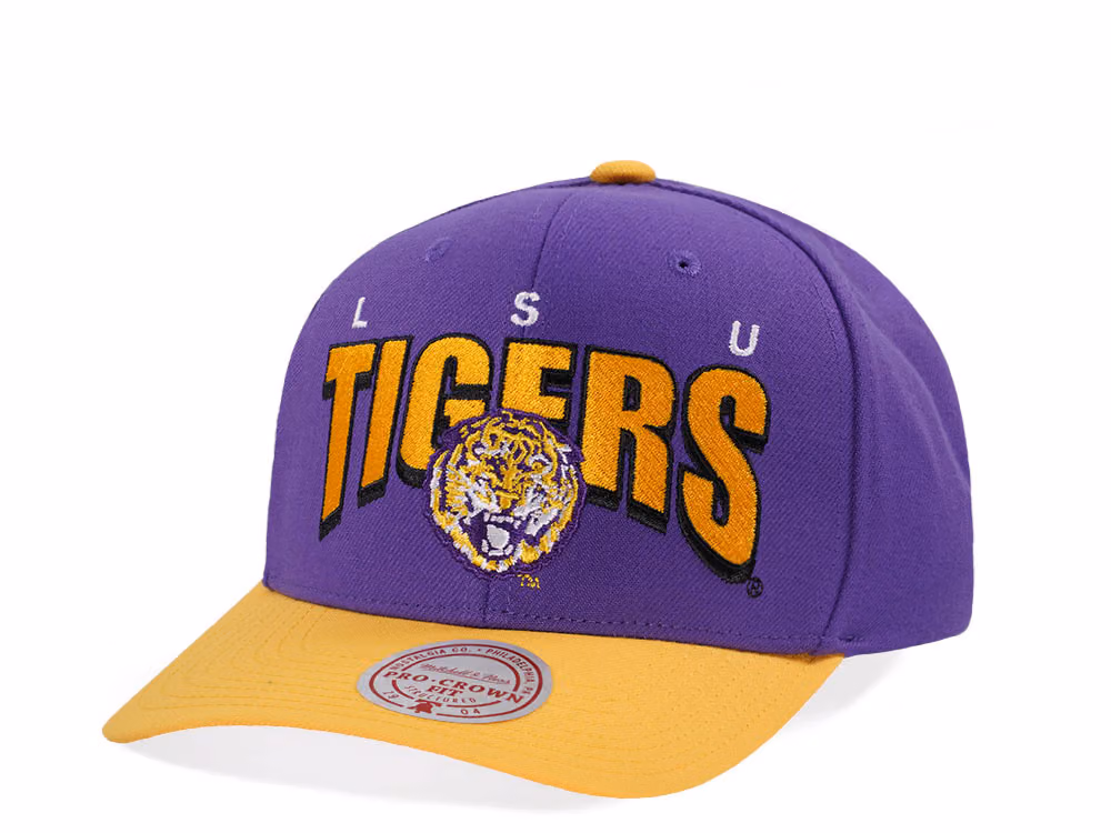 Mitchell & Ness LSU Tigers Pro Crown Fit Purple Snapback Hat front