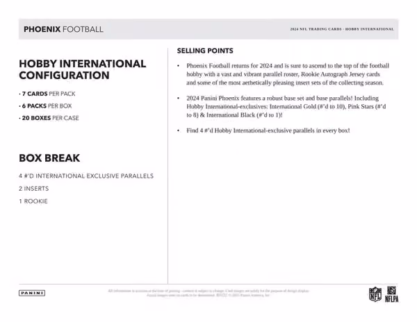2024 Panini Phoenix Football NFL International Mega Box view 5