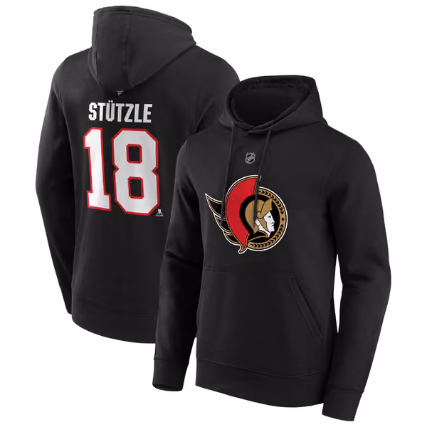 Tim Stützle #18 Ottawa Senators Player NHL Hoodie Black view 1