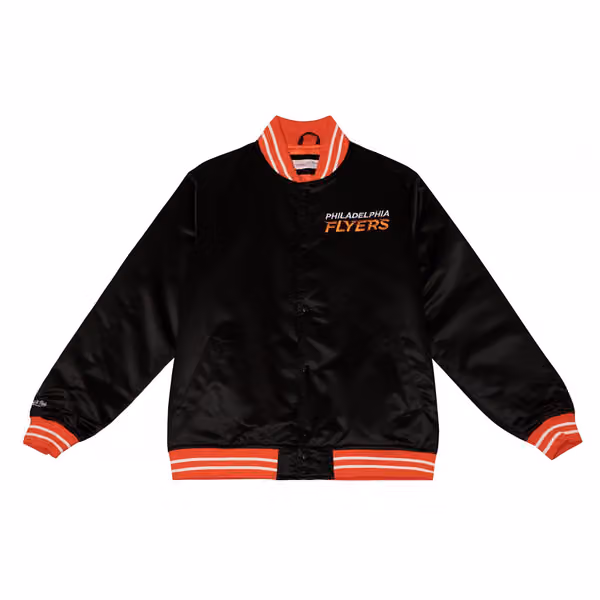 Philadelphia Flyers Heavyweight Satin Mitchell & Ness NHL Jacket Black view 1