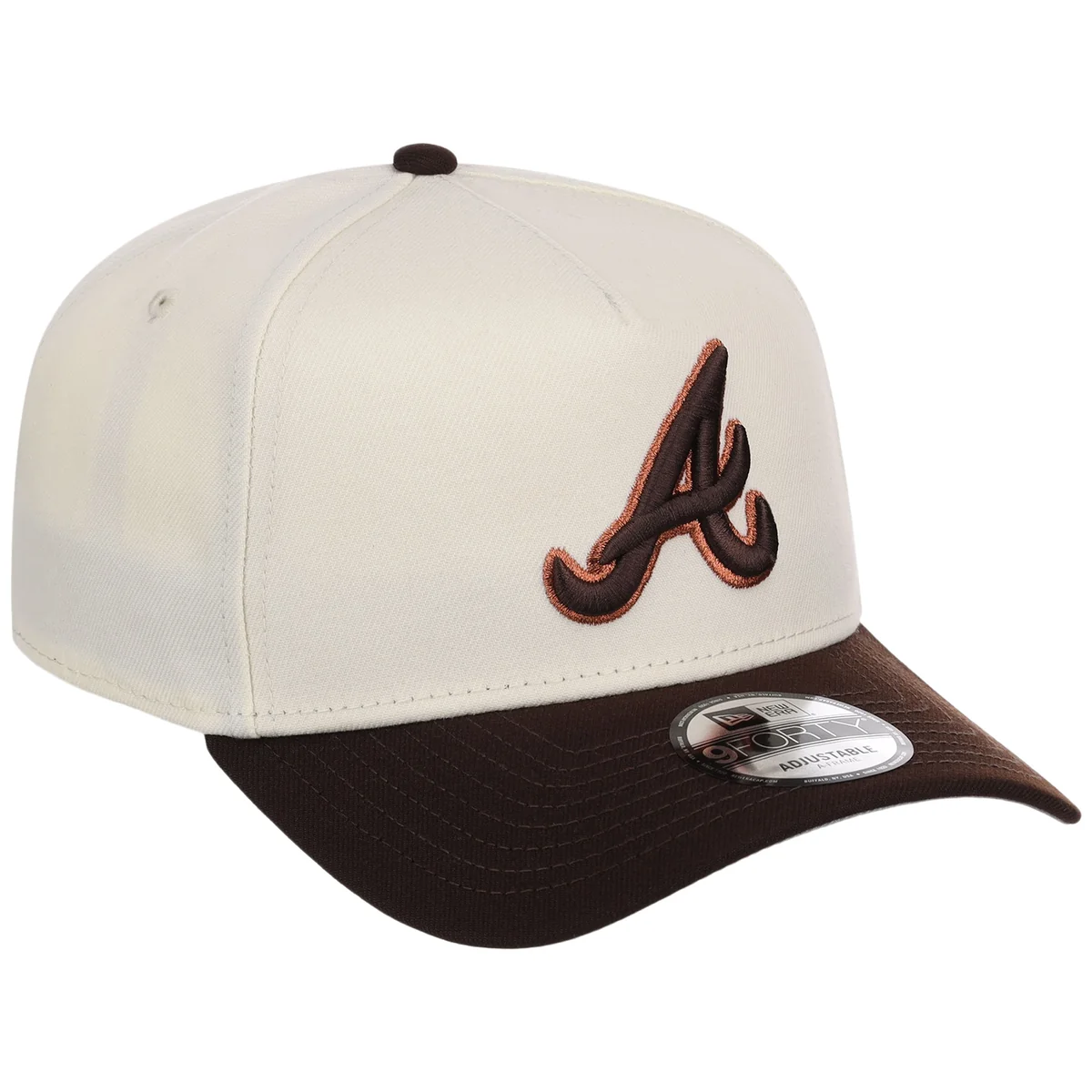 Atlanta Braves MLB Chrome x Burnt Wood FASHION CORE New Era 9FORTY A-Frame front view